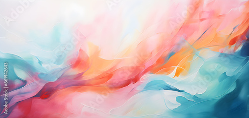 Multicolored abstract composition in oil painting style. Artistic canvas for background use.