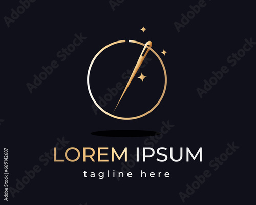 luxurious gold needle logo design template vector symbol illustration