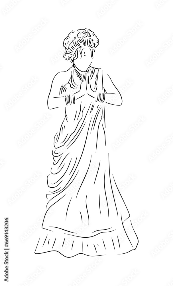 Fototapeta premium beautiful woman using bikini, lingerie, photography, line art illustration