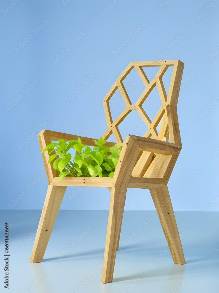 modern geometric shape wooden chair, for home or office interior design modern geometric shape wooden chair, for home or office interior design