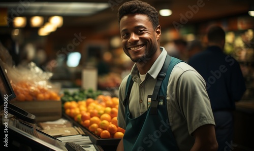 African American retail clerk.