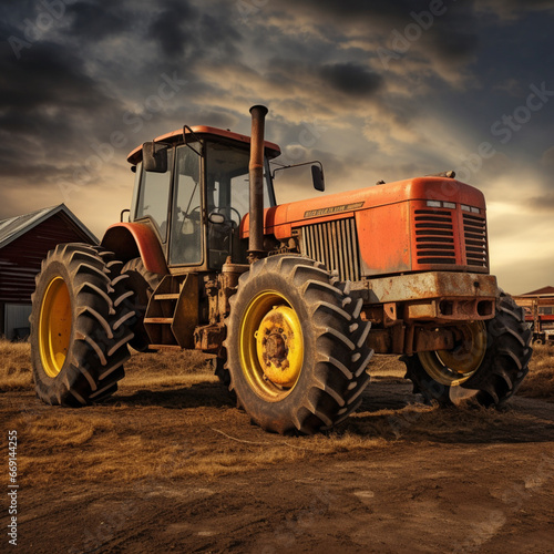 Old tractor in the field.