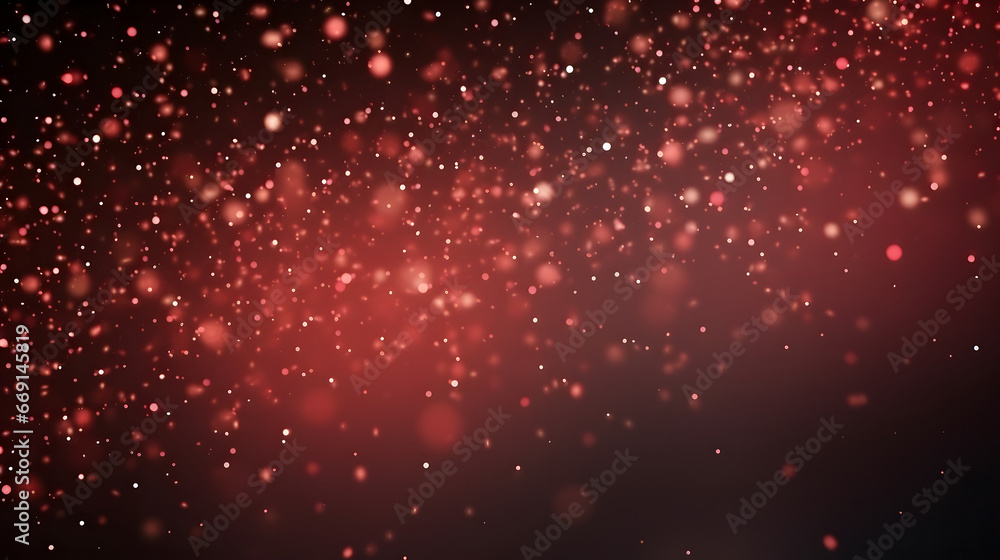 Abstract background of flying red particles on black background. Neural network generated image. Not based on any actual person or scene.