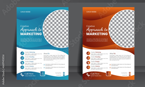 Creative Flyer design using organic shapes, 2 Gradient colors variation Modern layout flyer in A4 size.