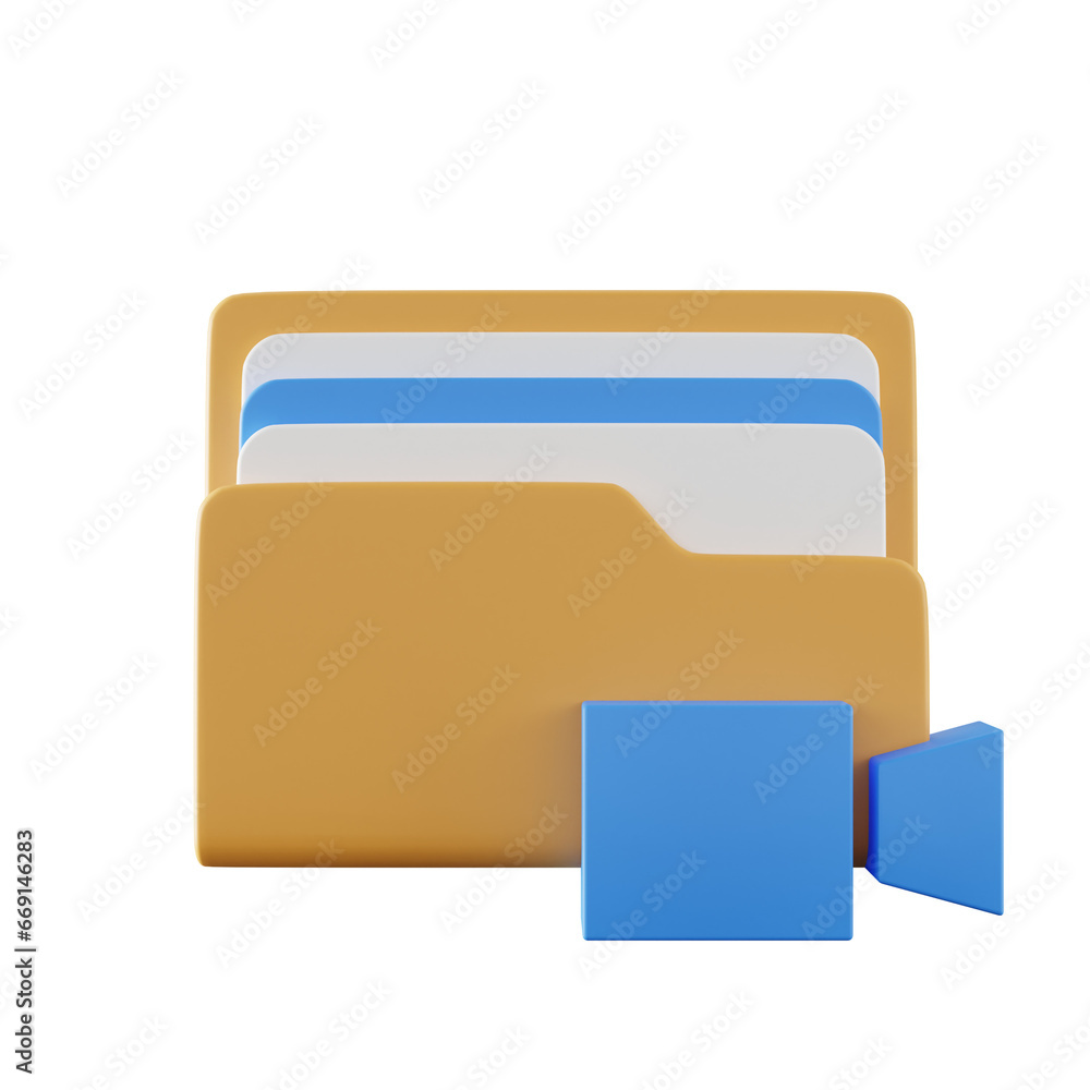 3d illustration of folder icon with camera icon 3d illustration of folder icon with camera icon