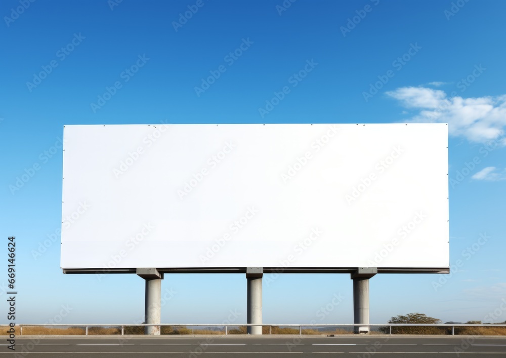 Obraz premium Outdoor billboard mockup on blue sky background with clipping path