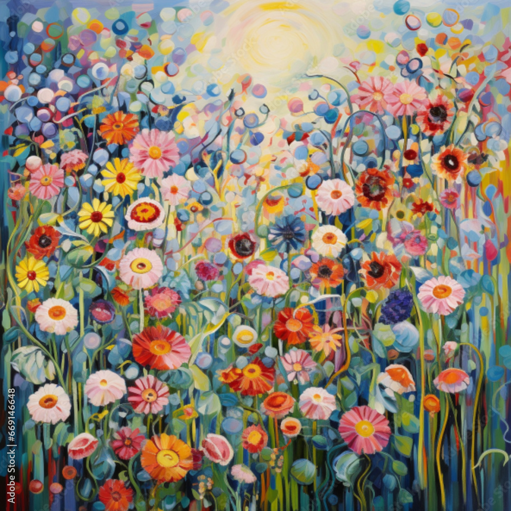 colorful flowers background. Generative AI colorful flowers background. Generative AI
