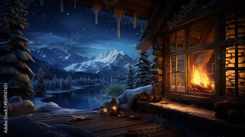 A cozy house for Christmas covered with snow in a winter fairy tale for the New Year. AI generated
