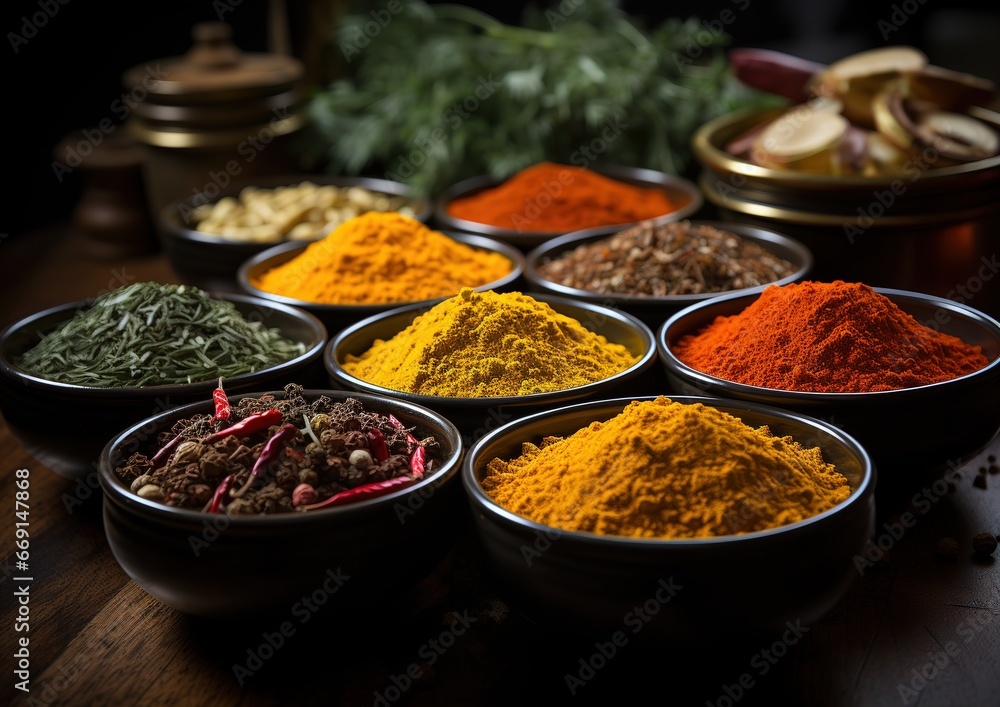 Spices in the spice market close view. Ai generative Spices in the spice market close view. Ai generative