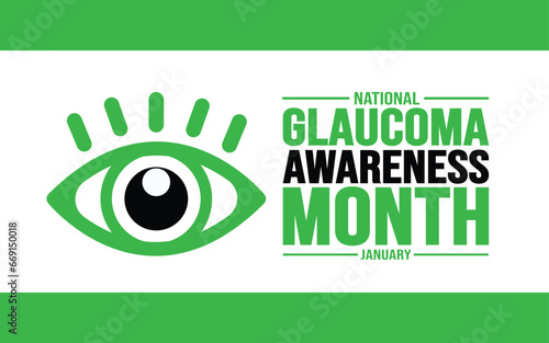 January is Glaucoma Awareness Month background template. Holiday concept. background, banner, placard, card, and poster design template with text inscription and standard color. vector illustration.