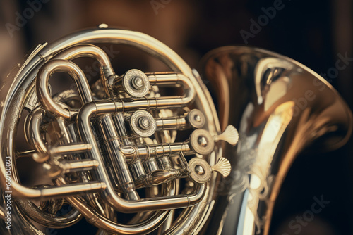 Close up of french horn photo