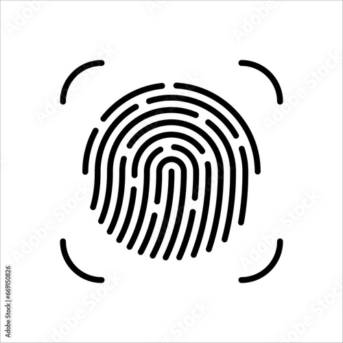 Fingerprint icon. Digital security authentication concept on white background