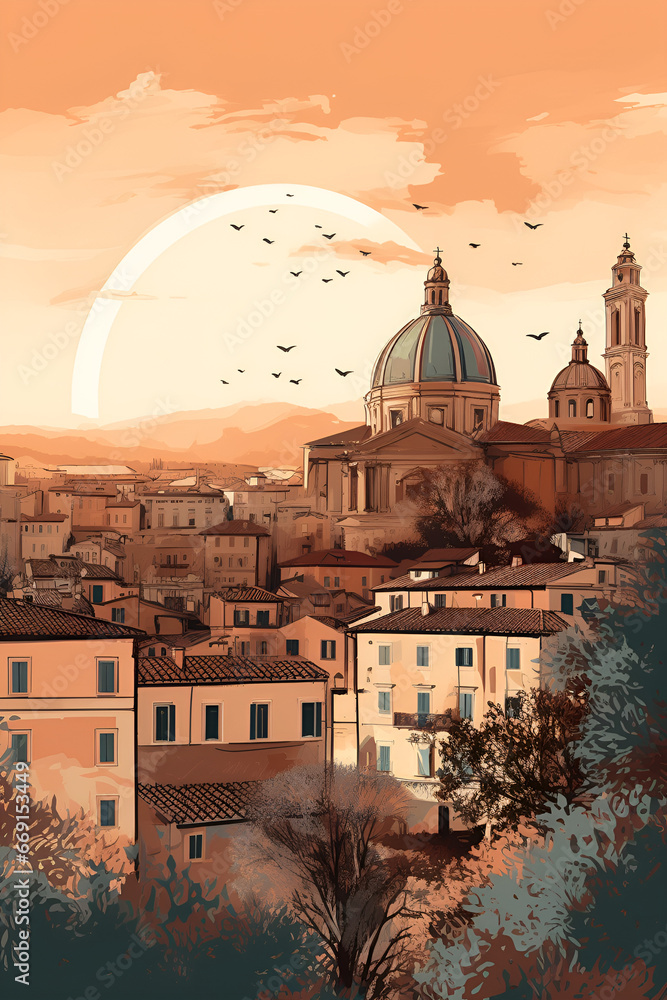 Italy illustration, generative ai