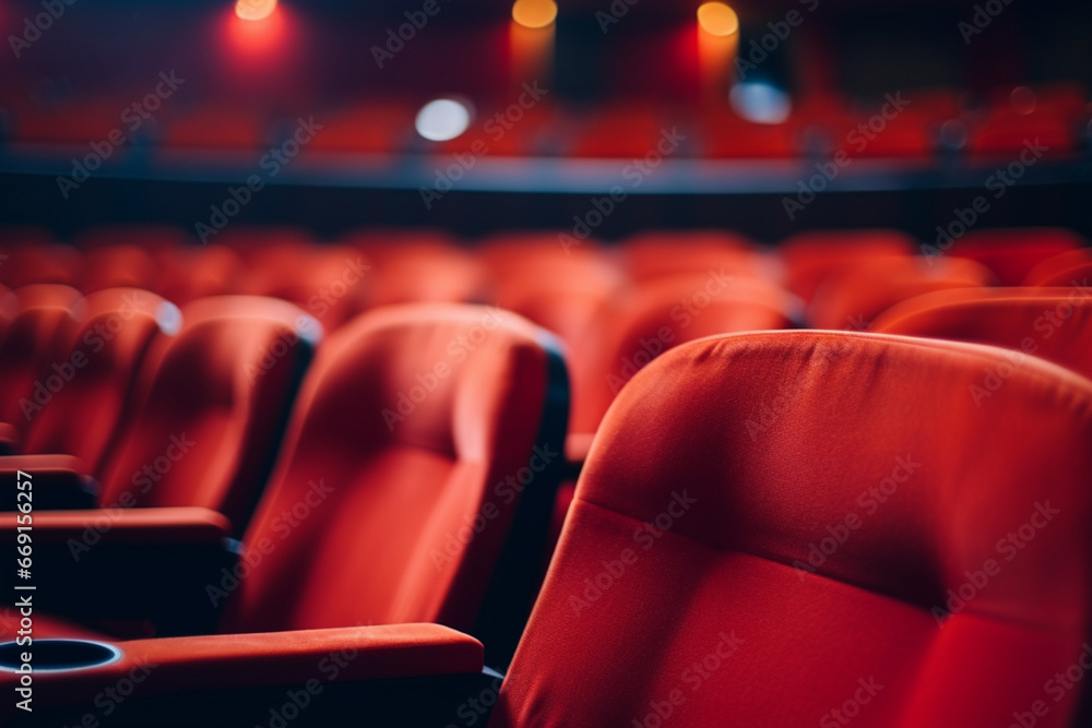 Cinema hall with red color chair, empty