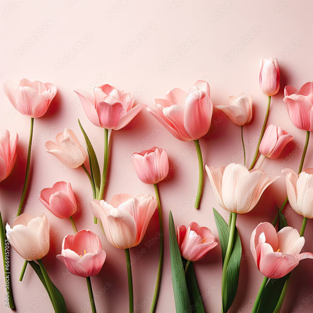 Beautiful composition of spring flowers. Bouquet of pink tulips flowers, Valentine's Day celebration, Easter, Birthday, Happy Women's Day, Mother's Day, Plants and Flowers, generative ai Beautiful composition of spring flowers. Bouquet of pink tulips flowers, Valentine's Day celebration, Easter, Birthday, Happy Women's Day, Mother's Day, Plants and Flowers, generative ai