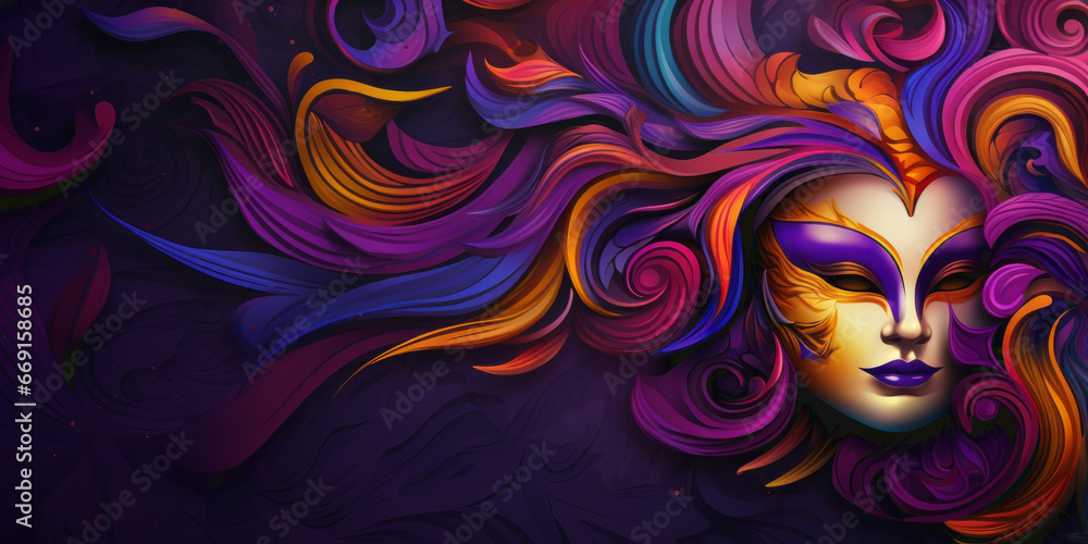 Abstract illustration of a mardi gras theme in purple highlights. Abstract illustration of a mardi gras theme in purple highlights.