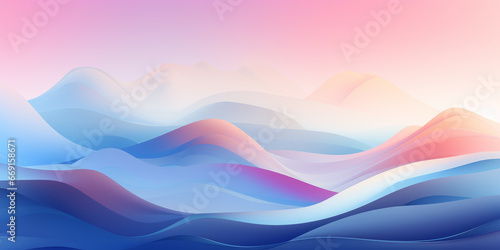 Abstract illustration of a landscape with soft pastel colours.