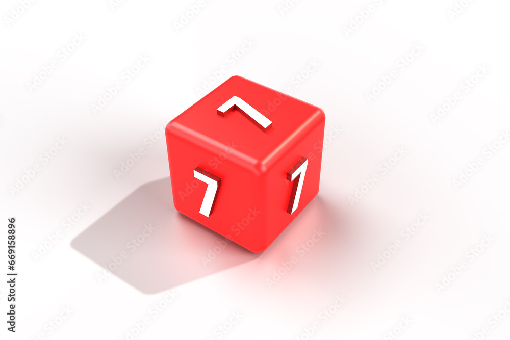 Obraz premium 3d render red cube and number 7. Number 7 on 3d cube. red cube and number 7 on white background