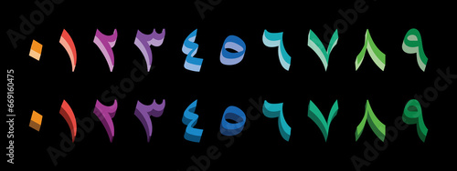 3d arabic numbers on dark background