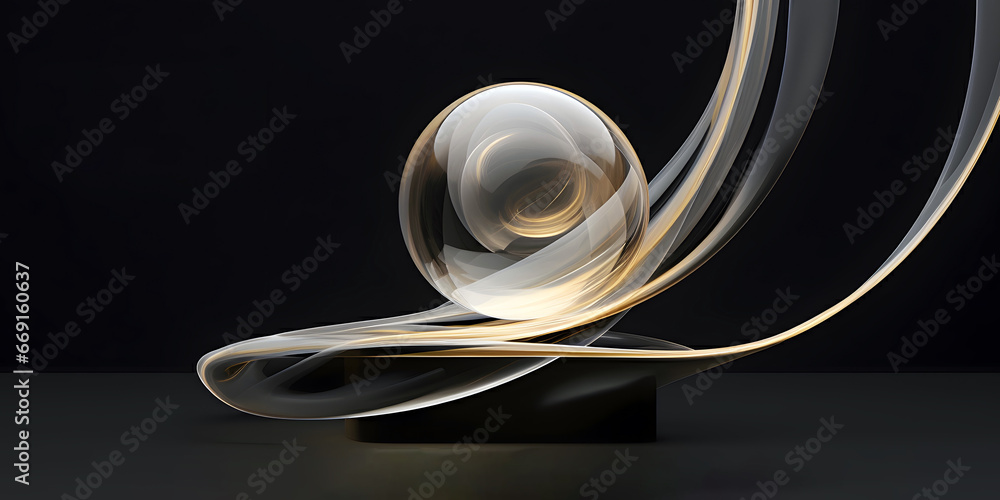 Abstract gold wave translucent background. modern glossy color translucent fluid motion waves, fluent style liquid cloth 3D illustration. Generative AI
