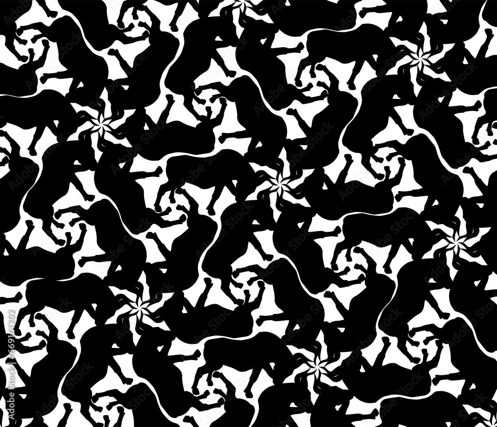 silhouettes of bulls, buffalo patterns silhouettes of bulls, buffalo patterns