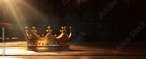 Golden crown, symbol of divine kingship and sovereignty. Jesus, King of the Kings and Lord of the Lods. Concept of authority, majesty and ruler of heaven and earth. Christian concept.