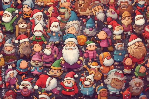 The cute Santa Christmas pattern on a background is ideal for gift wrapping paper, .poster,backgrounds, and other high-quality prints.