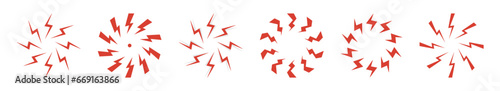 Pain location. Pain circle icon set. Pain concentration. Injury location. Vector illustration.
