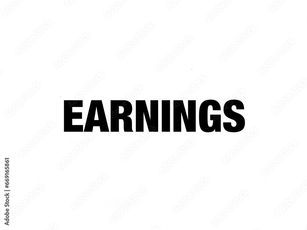 Earnings written on white background. Business logo design