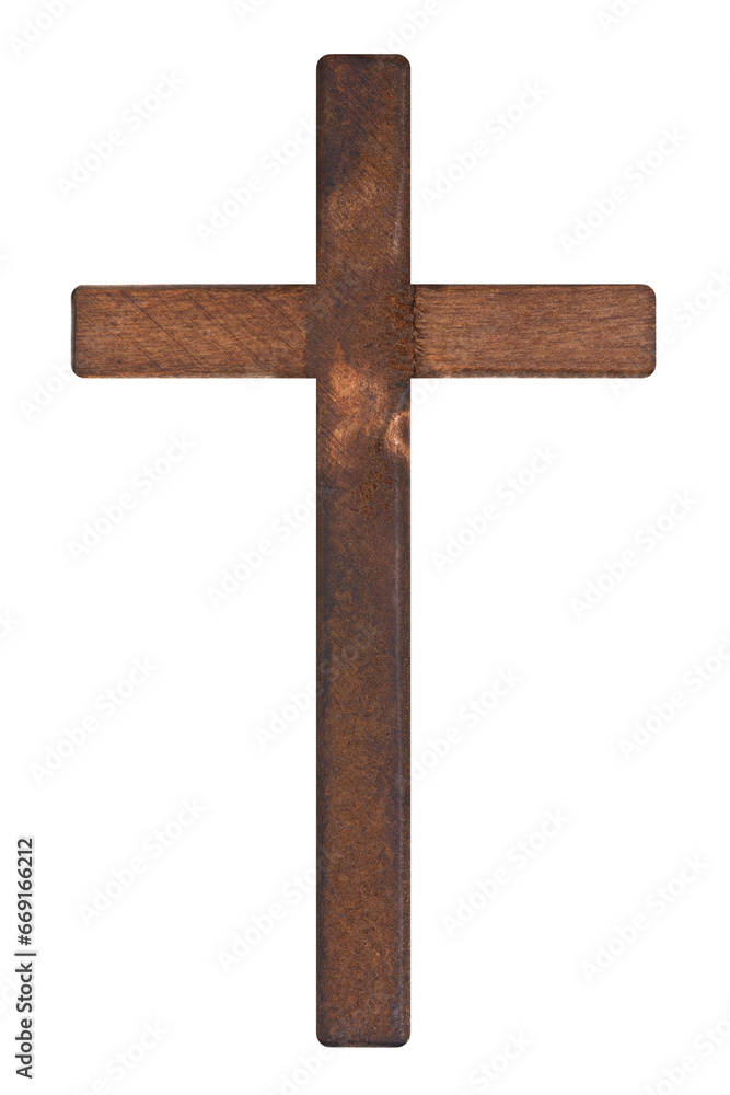 Wooden cross isolated on white background png image