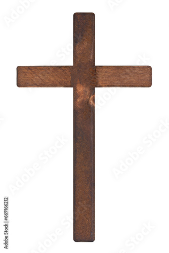 Wooden cross isolated on white background png image