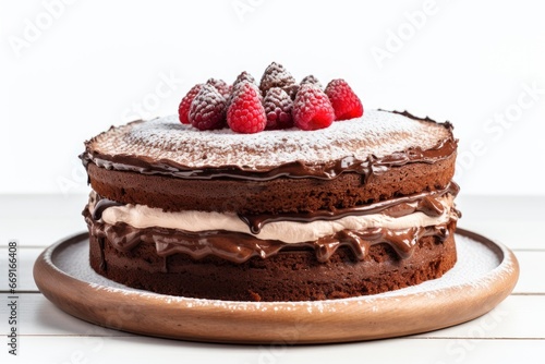 A Delicious Chocolate Cake with Fresh Raspberries Created With Generative AI Technology