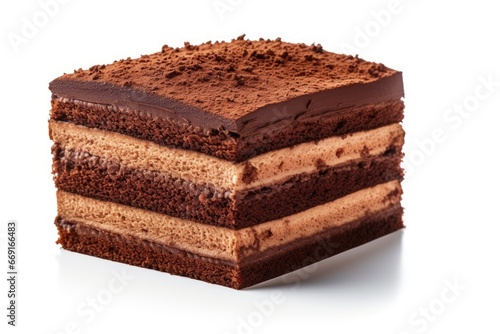 Delicious Chocolate Cake with Decadent Frosting on a Classic White Background Created With Generative AI Technology