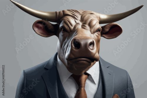 illustration of bull with big bull head illustration of bull with big bull head business man with bullnose © Shubham
