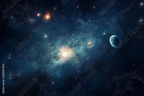 Big Planets and shining stars galaxy in space