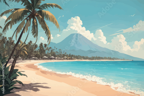 beautiful tropical island with palm trees and beach in the background.beautiful tropical island with palm trees and beach in the background.tropical island, sea, palm and coconut palm trees, sunset an photo