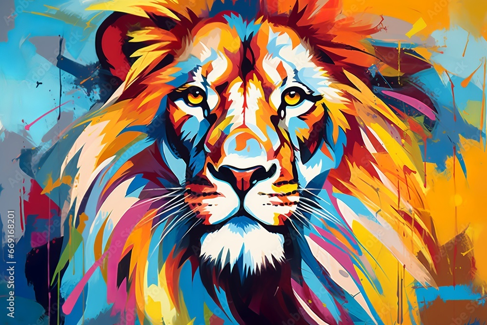 abstract representetion of majestic lion 