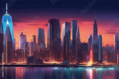 new york city at night, 3d illustration new york city at night, 3d illustration new york city at night