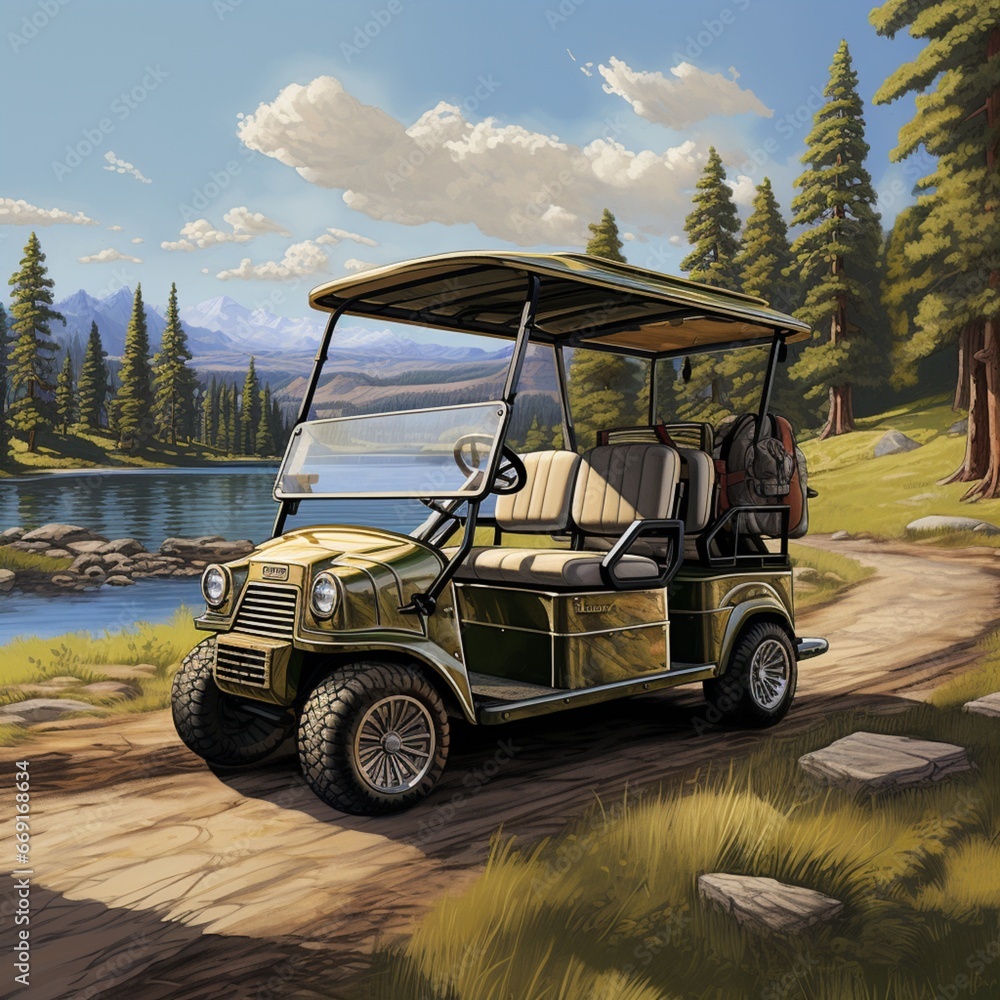 golf cart on the course generated by AI
