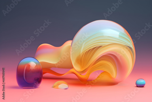 Colorful glossy liquid wave background. 3D and realistic abstract background. Generative AI