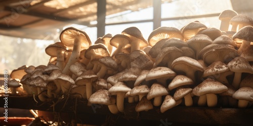 A bunch of mushrooms sitting on top of a table. Perfect for food and cooking-related projects.