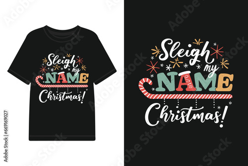 Vector typography Santa t shirt design, merry christmas Graphic t shirt design Template.