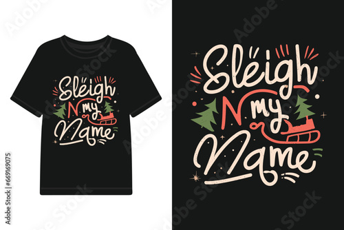 Vector typography Santa t shirt design, merry christmas Graphic t shirt design Template.