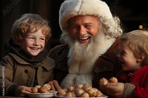 santa claus with a child at christmas time