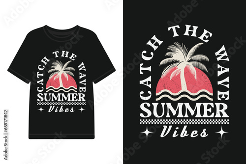 Vector summer graphic with typography t shirt design template.