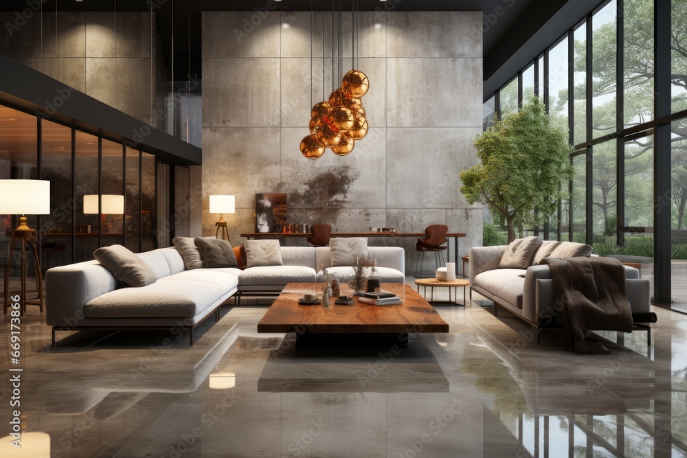 interior of a luxury loft with ample space interior of a luxury loft with ample space