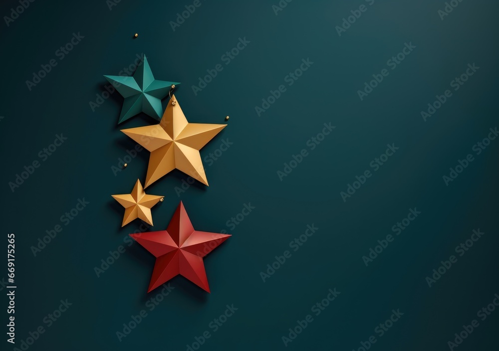 Green christmas background with star toys Green christmas background with star toys