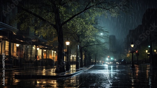 Heavy rain at night, AI generative