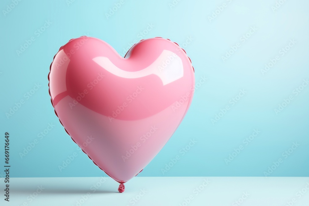 Pink heart shaped balloon on blue background