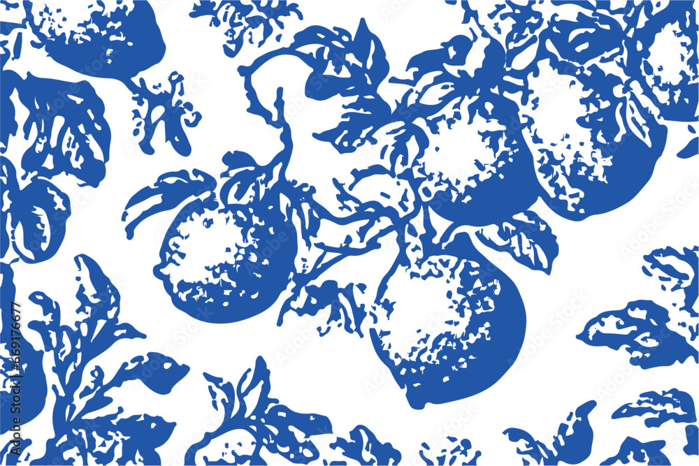 blue pattern with lemons